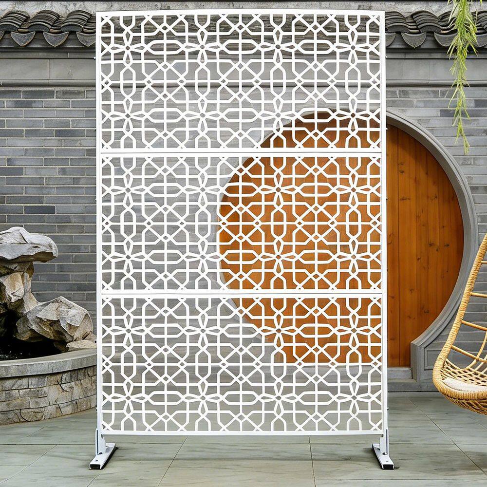 76 in. x 48 in. Freestanding Decorative Privacy Screen White Metal for Outside Lawn Garden price history on PriceWatchPro
