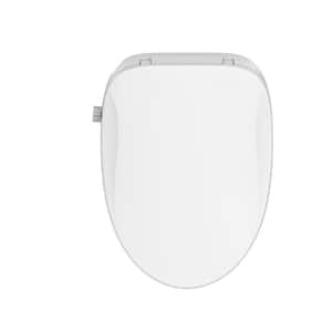 Electric Bidet Seat for Elongated Toilets with Side Knob Button Control in White, Dual Nozzle, Soft Close and IPX4