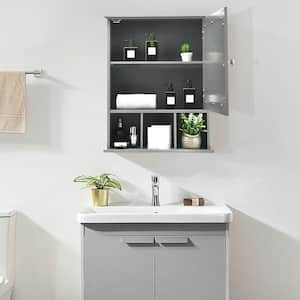 20 in. W x 24 in. H x 6 in. D Bathroom Storage Wall Cabinet with 1 Glass Doors and Adjustable Shelf in Gray