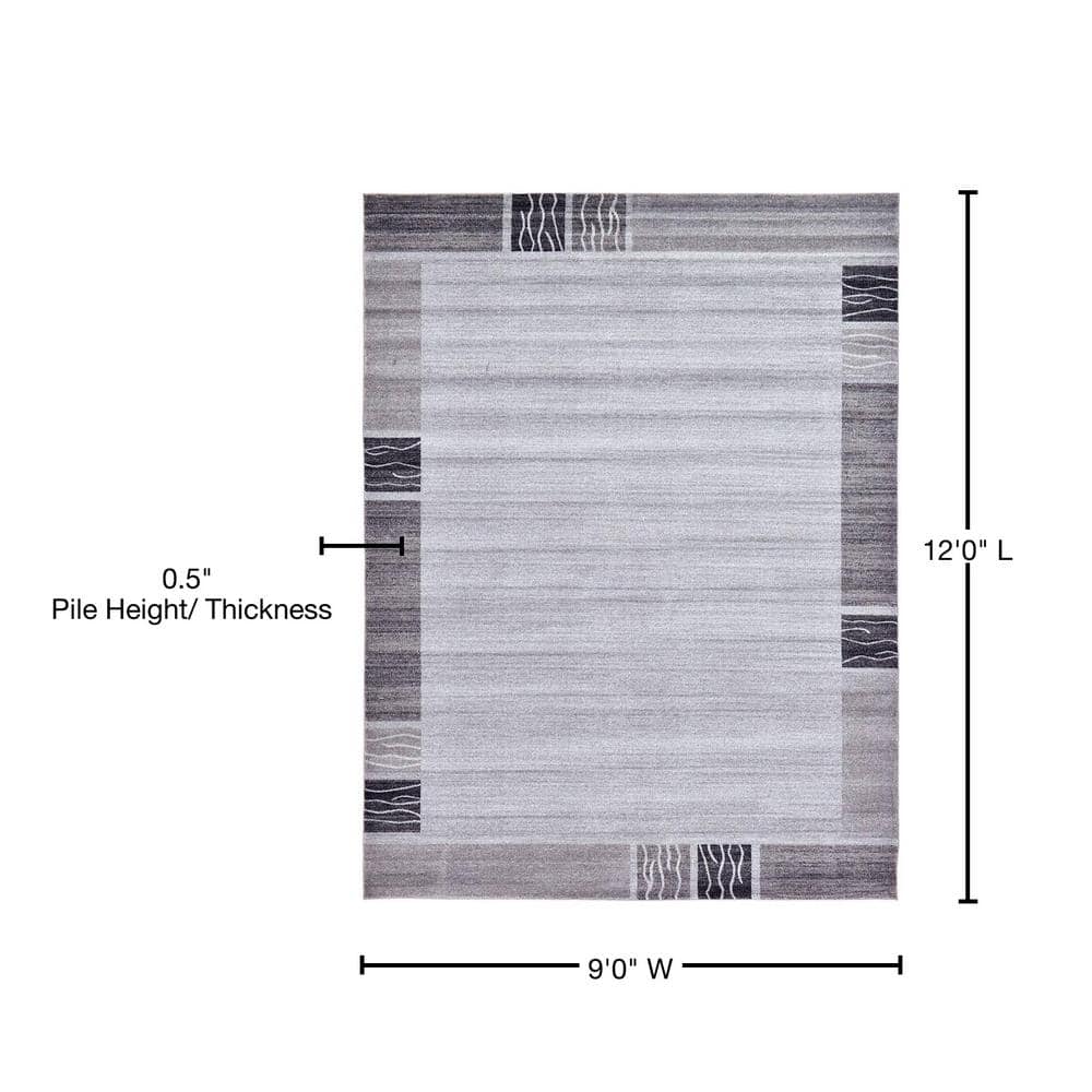 Angelica Light Gray 9' x 12' Tufted Geometric Synthetic Area Rug
