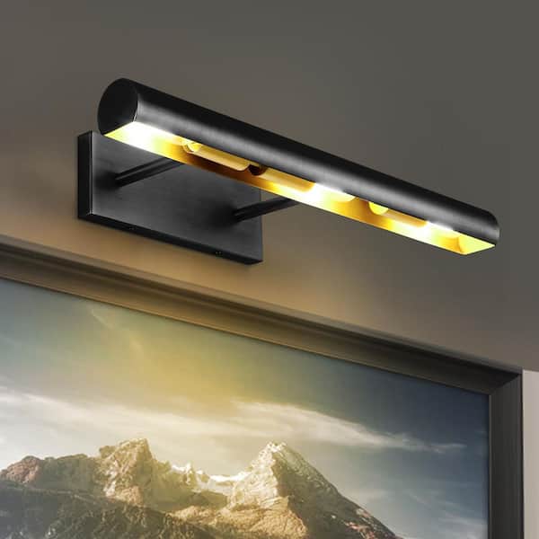 18 in. 3-Light Dimmable LED Hardwired Black Wall Sconce, Adjustable Picture Light for Gallery, Library, Painting, Art