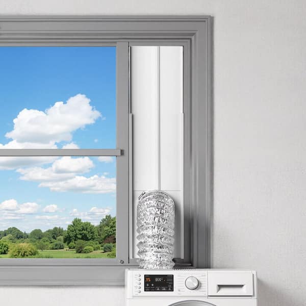 Dryer Vent Window Kit, Fits 4 in. Hoses, Adjustable for Sliding Windows, Sturdy PVC/PP, Dual Protection&Seal 2025 Update
