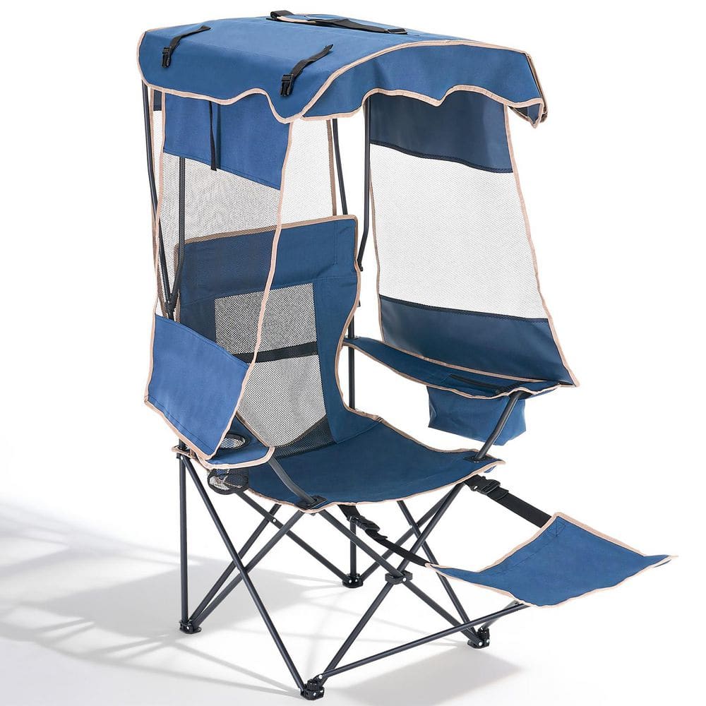 BOZTIY Beach Chair with Canopy Shade and Foot Rest, Portable