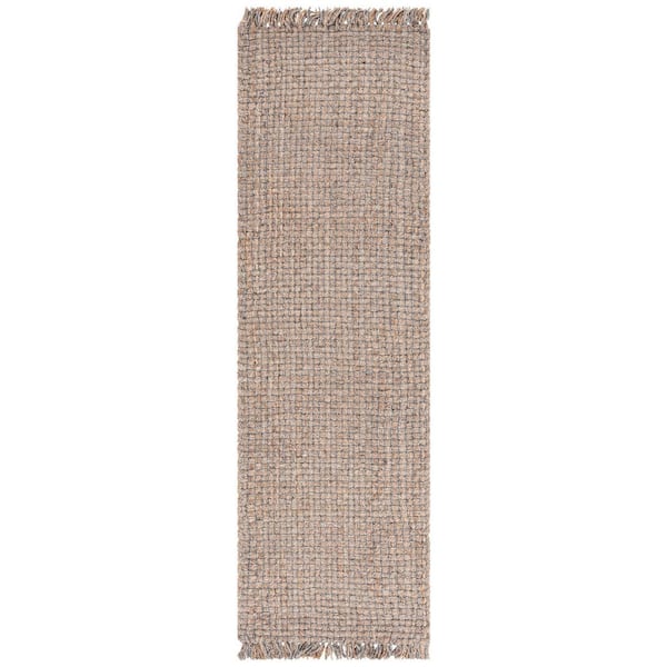 SAFAVIEH Natural Fiber Beige/Gray 2 ft. x 8 ft. Woven Striped Runner Rug