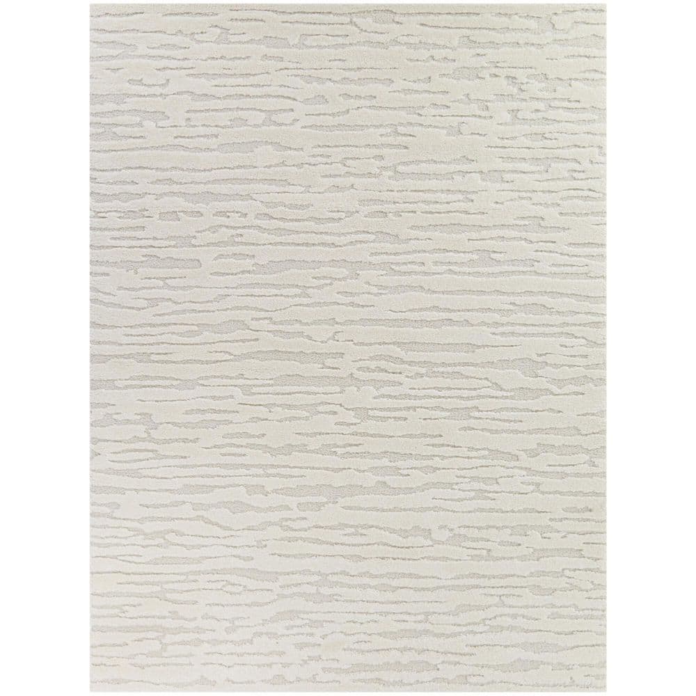Cream and Gray Abstract Easy Care Area Rug