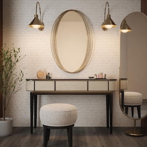 Serenity Dolomite 11.125 in. x 11.875 in. Elongated Hex Matte White/Grey Glass Mosaic Wall/Floor Tile (0.917 SF/Each)
