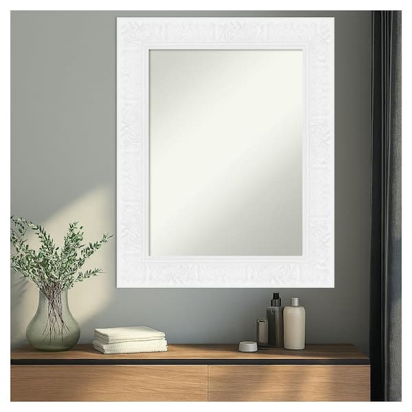 Luxe White 24.75 in. x 30.75 in. Non-Beveled Traditional Rectangle Framed Wall Mirror