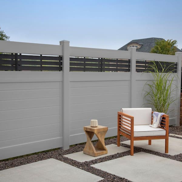 Horizontal Boardwalk 6 ft. H x 6 ft. W Gray Semi-Privacy Vinyl Fence Panel (Unassembled)