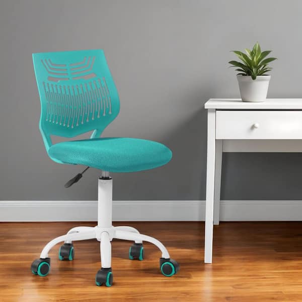 Upholstery Ergonomic Chair in Blue Armless