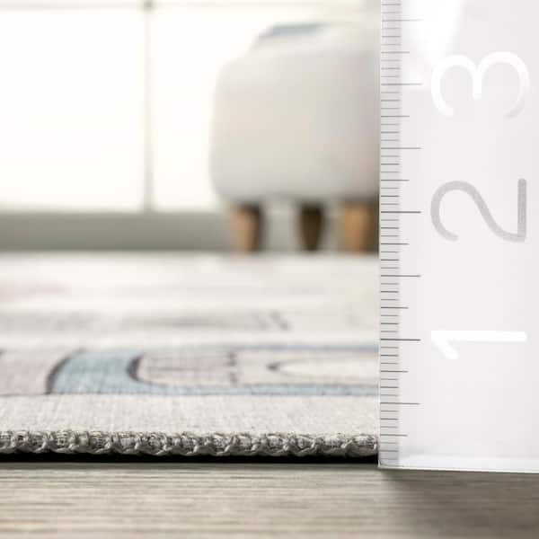 Chalea White Multicolor 9 ft. x 12 ft. Kids Town Machine Washable Area Rug