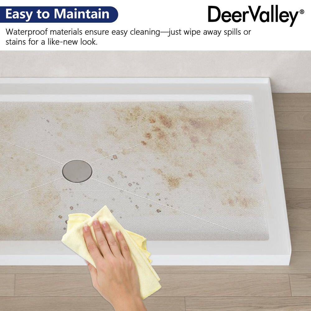 White Acrylic 60'' x 34'' Non-Slip Shower Base with Center Drain