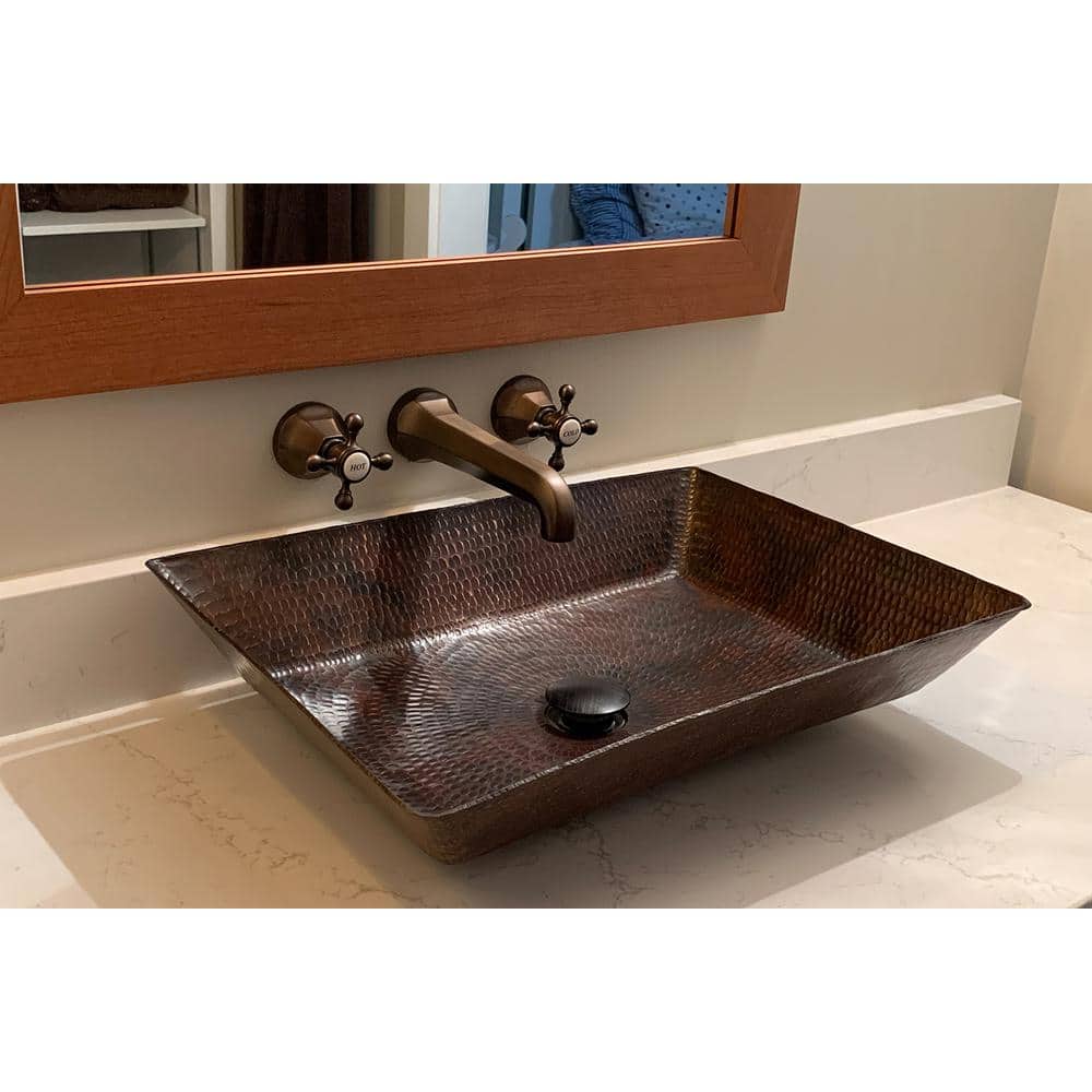 20" Hand Hammered Copper Rectangular Vessel Sink