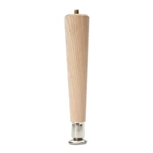 8 in. Round Taper Table Leg with Hanger Bolt - 1.5 in. Dia. Tapers to 0.875 in. - Unfinished Hardwood - Self Leveling