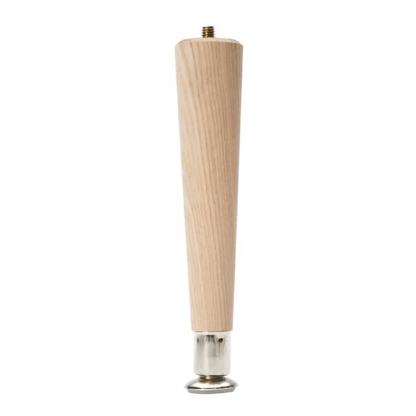 Waddell 8 in. Round Taper Table Leg with Hanger Bolt - 1.5 in. Dia. Tapers to 0.875 in. - Unfinished Hardwood - Self Leveling