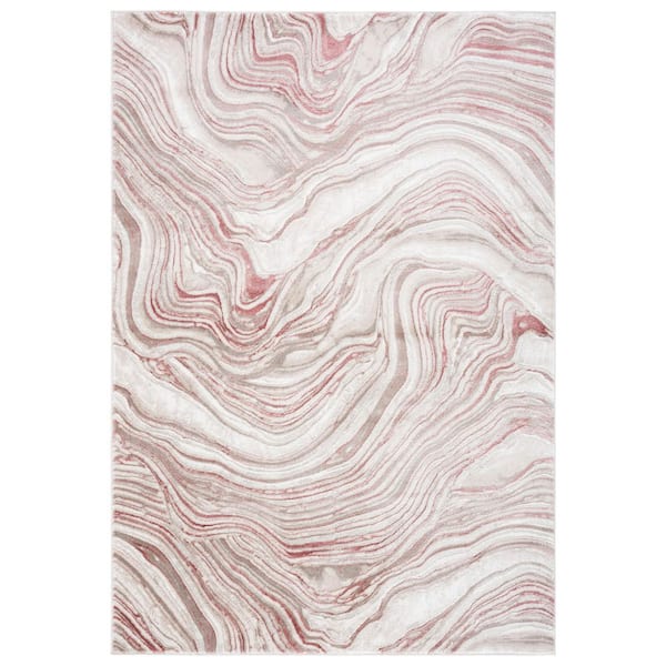 Meadow 9 ft. x 12 ft. Pink/Beige Marble Swirl Area Rug