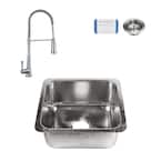Wilson Undermount Stainless Steel 17 in. Single Bowl Bar Prep Sink with Pfister Faucet in Polished Chrome