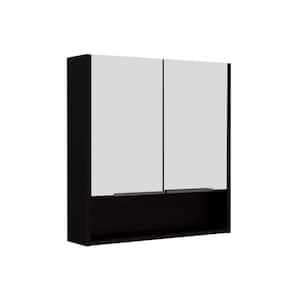 23.6 in. W x 24.5 in. H Bathroom Surface Mount Medicine Cabinet with 4 Shelves and Double Doors in Black