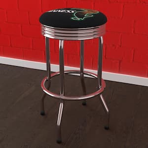 Guinness Feathering 29 in. Black Backless Metal Bar Stool with Vinyl Seat