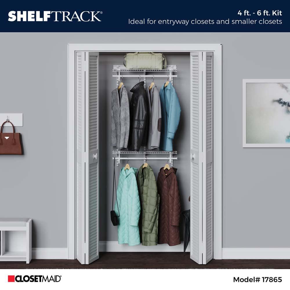 White Adjustable Steel Walk-In Closet System with Shelves