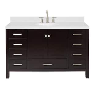 Cambridge 54.25 in. W x 22 in. D x 36 in. H Single Sink Freestanding Bath Vanity in Espresso with Carrara Quartz Top