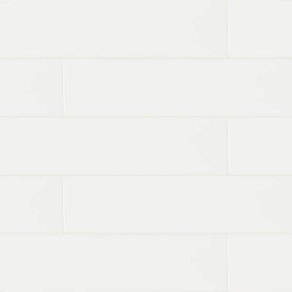 White 4 in. x 16 in. Glossy Ceramic Subway Wall Tile (8.8 sq. ft./Case)