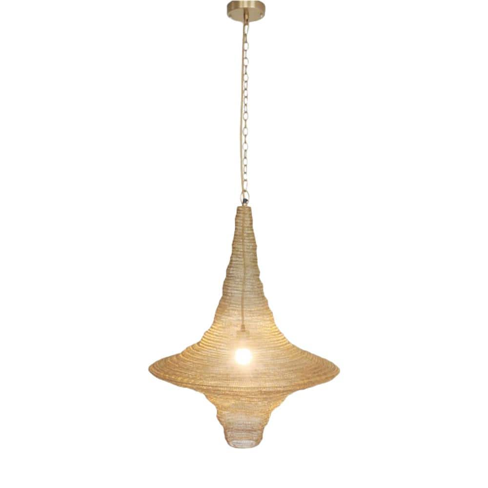Kynlee 60-Watt 1 Satin Black Cone Mini Pendant Light with Woven Metal Shade