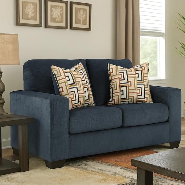 Lindy Ivory and Black Polyester Blend Square Arm Chaise Lounge Chair with 2-Throw Pillows