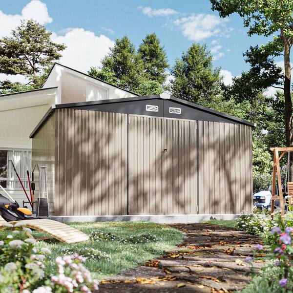 Sizzim 12 ft. W x 10 ft. D Metal Outdoor Storage Shed with Floor