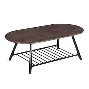 Rixo 47 in. Brown Oval Solid MDF Wood Top Coffee Table with Single Shelf