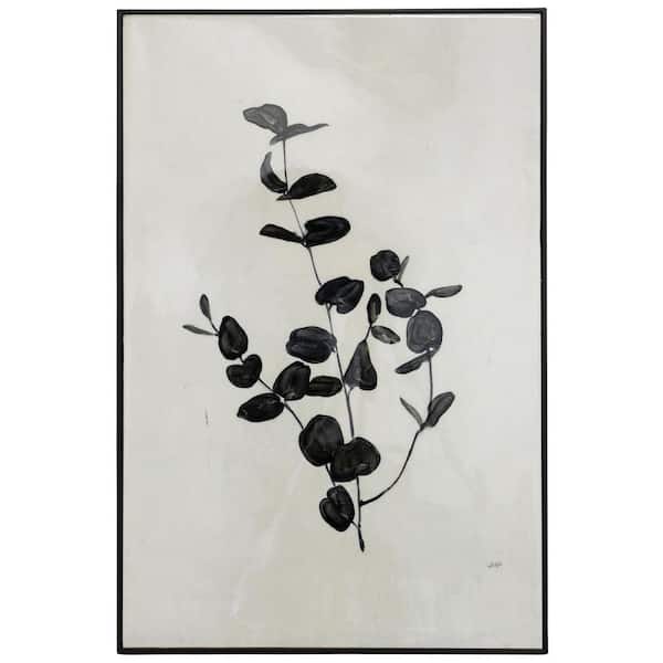 PRIVATE BRAND UNBRANDED Windmere Black Framed Single Stem Botanical Foliage Wall Art (23.75 in. W x 16 in. H)