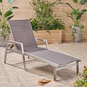 Oxton Silver Aluminum Adjustable Outdoor Chaise Lounge