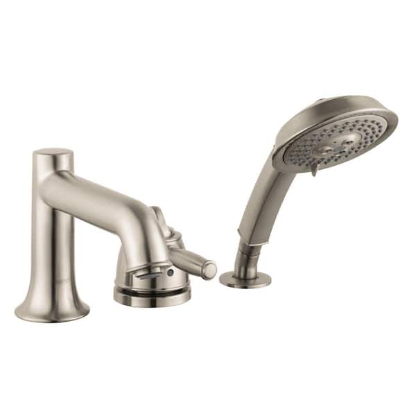 Hansgrohe Talis C Single-Handle Deck-Mount Tub Filler Trim Kit with Hand Shower in Brushed Nickel (Valve Not Included)