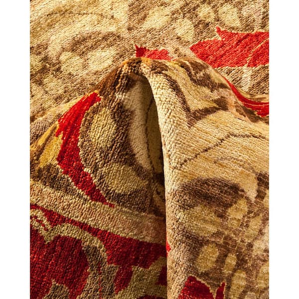 Arts & Crafts Brown 8 ft. x 10 ft. Floral Wool Indoor Area Rug