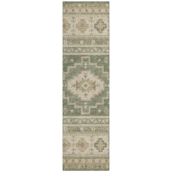 Chantille Machine Washable Indoor/Outdoor Abstract ACN3125 Fern 2 ft. x 7 ft. Runner Rug