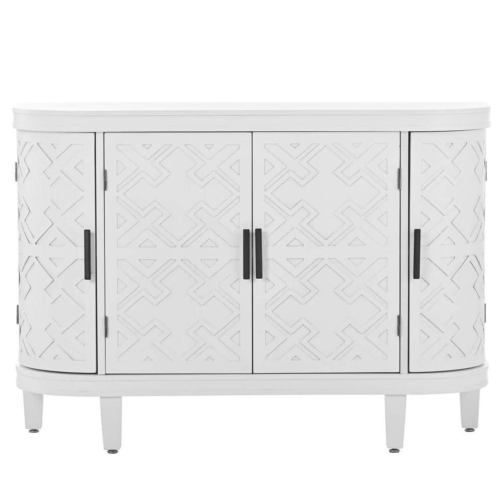 47.20 in. W x 15.20 in. D x 33.50 in. H White Wood Linen Cabinet Accent Sto