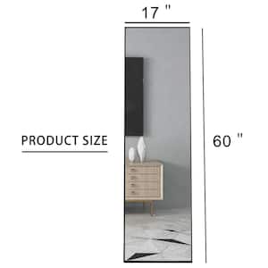 17 in. W x 60 in. H Rectangular Wooden Framed Wall Bathroom Vanity Mirror in Black