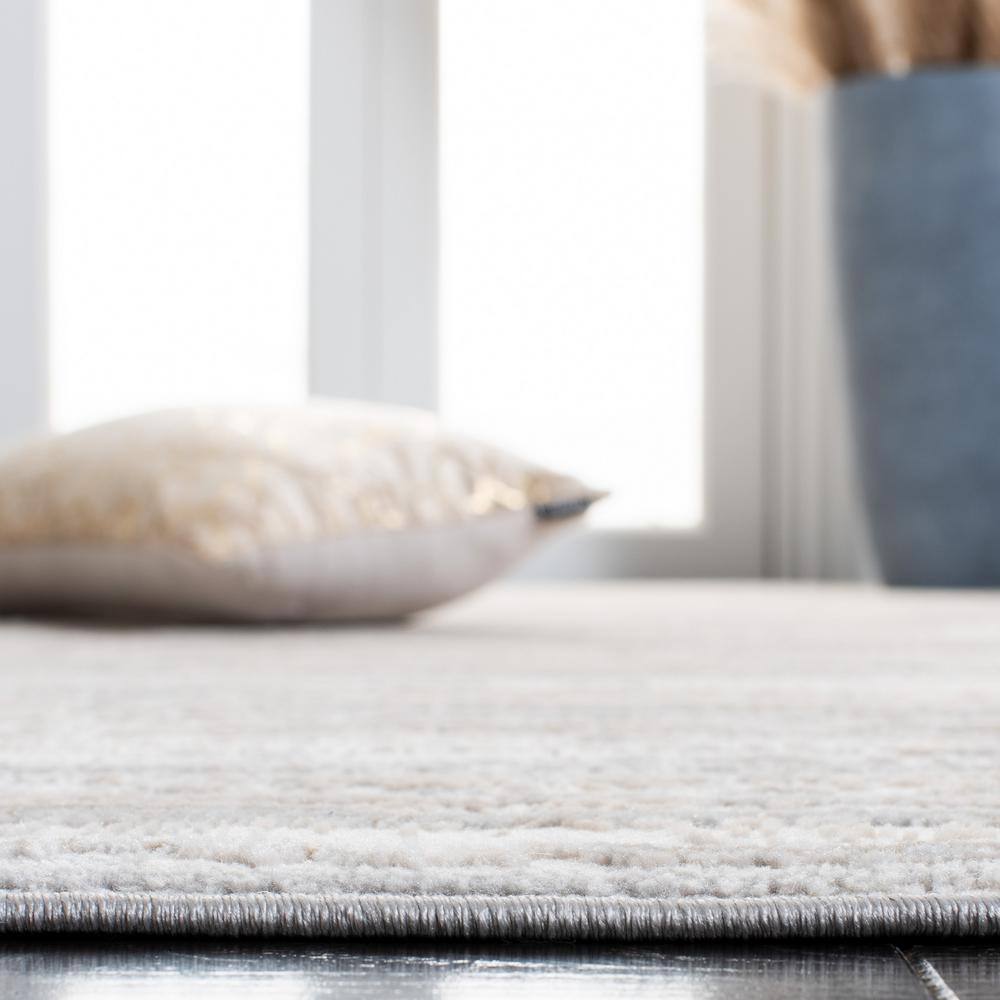 Hand-Knotted Gray Abstract Cotton Synthetic Rug, 5-5 X 7-7