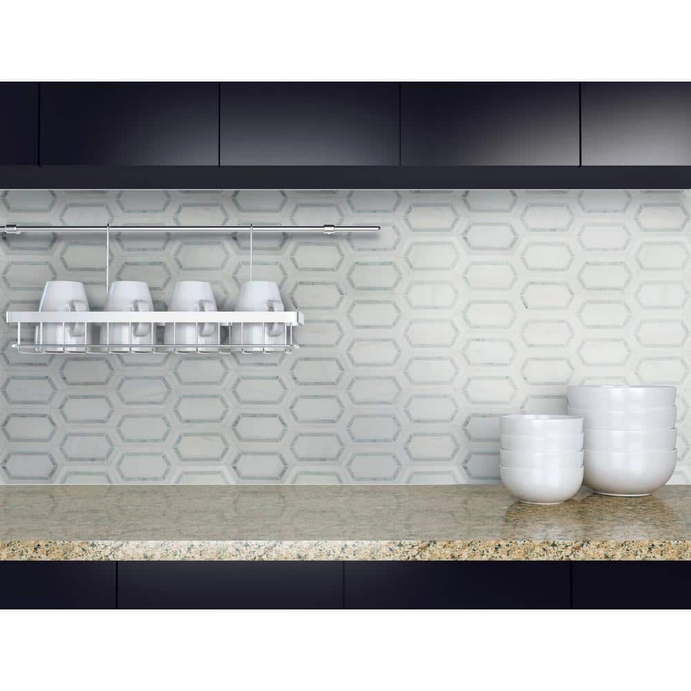 12x12 White and Brown Marble Mosaic Tile Pack