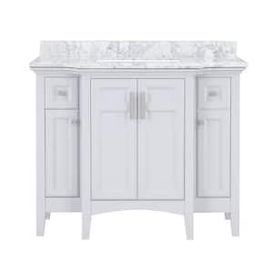 Sassy 42 in. W x 22 in. D x 34 in. H Single Sink Bath Vanity in Dove Gray with Carrara Marble Top