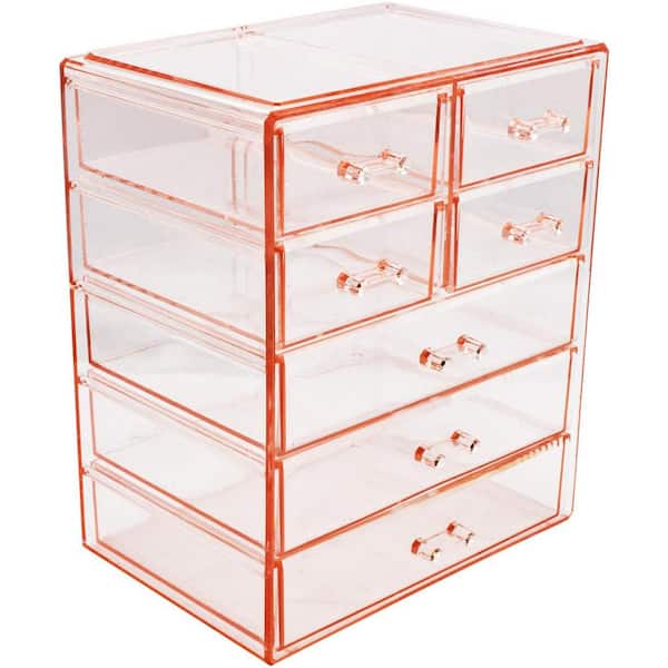 Sorbus Pink Clear Makeup Organizer MUP-STRG34-PI - The Home Depot