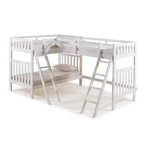 Aurora White Twin Over Twin Bunk Bed with Third Bunk Extension