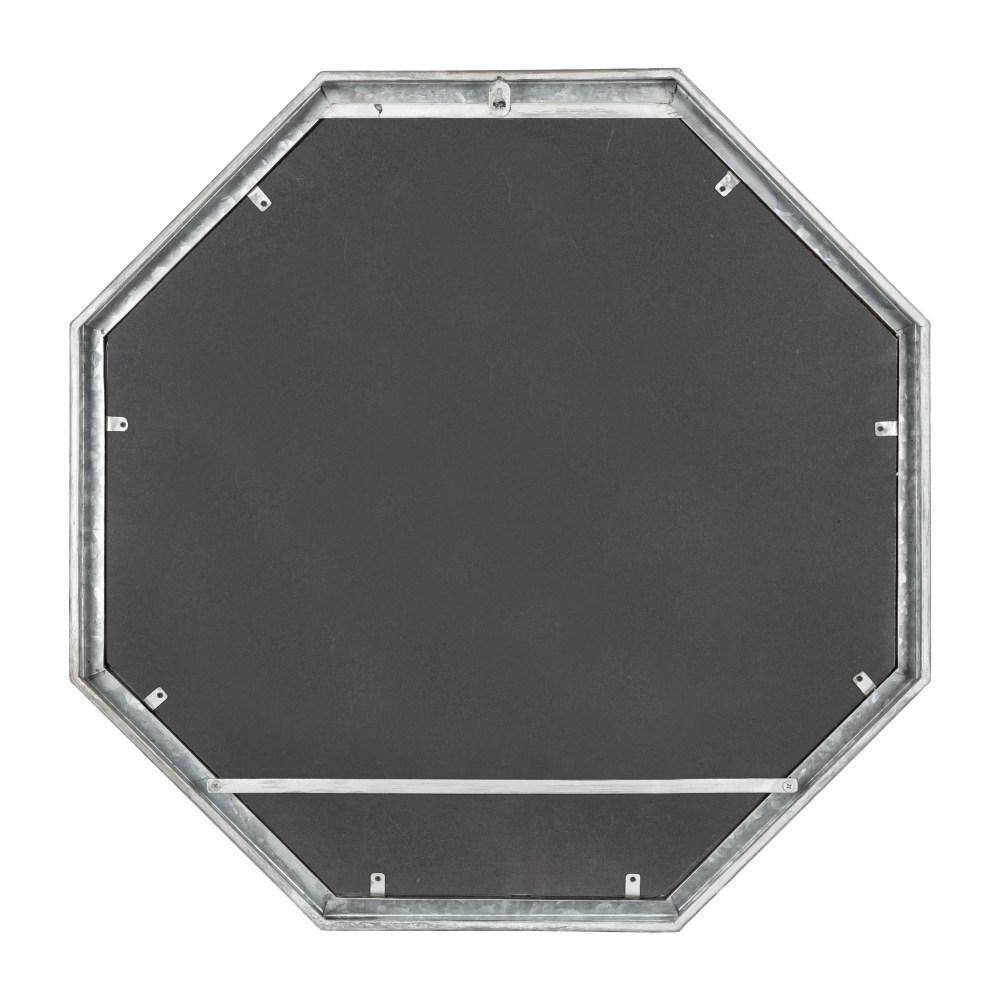 26" Silver Octagon Wall Mirror with Galvanized Metal Frame
