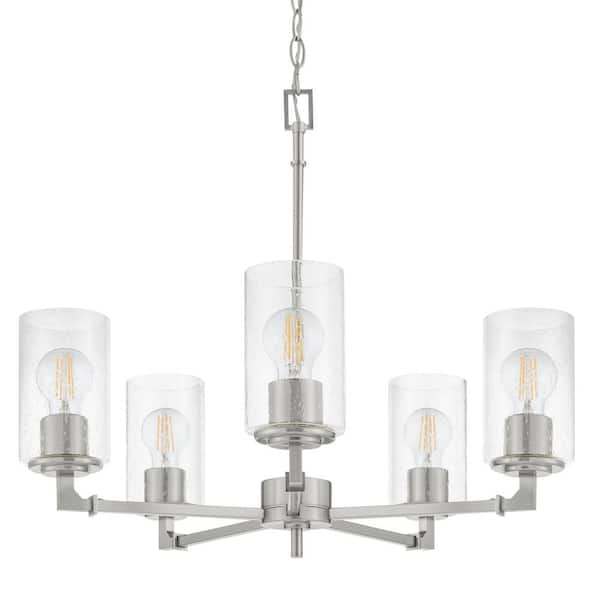 Home Decorators Collection Helenwood 5-Light Brushed Nickel Chandelier with Clear Seeded Glass