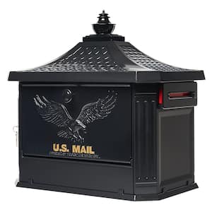 Hamilton Premium, Black, Large, Locking, Aluminum, Post Mount Mailbox