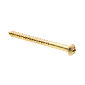 #8 x 2 in. Solid Brass Phillips Drive Round Head Wood Screws (15-Pack)