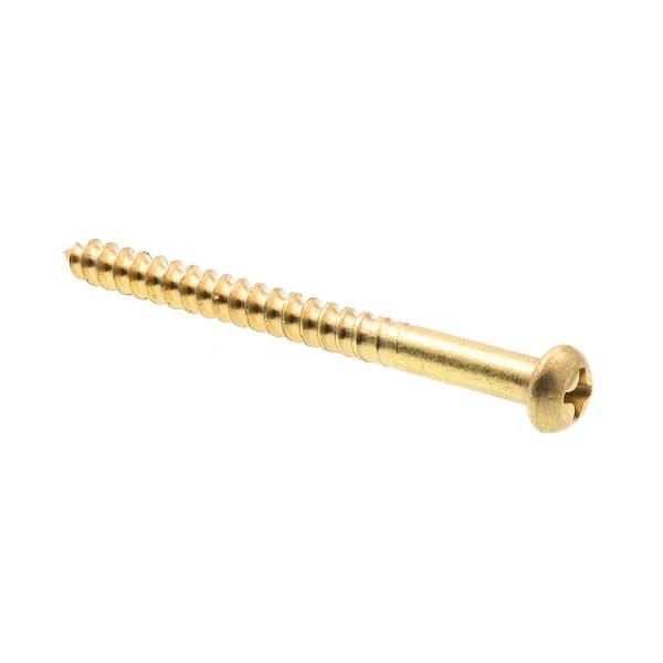 Prime-Line #8 x 2 in. Solid Brass Phillips Drive Round Head Wood Screws (15-Pack)