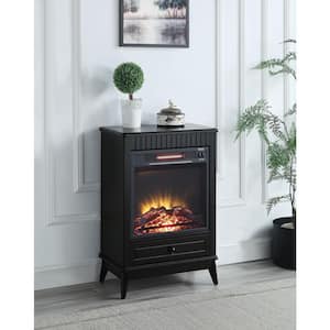 Hamish 22 in. Freestanding Electric Fireplace with Drawer in Black