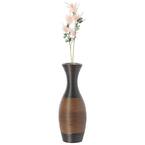 23 in. H Black and Brown Artificial Rattan Decorative Tabletop Centerpiece Vase