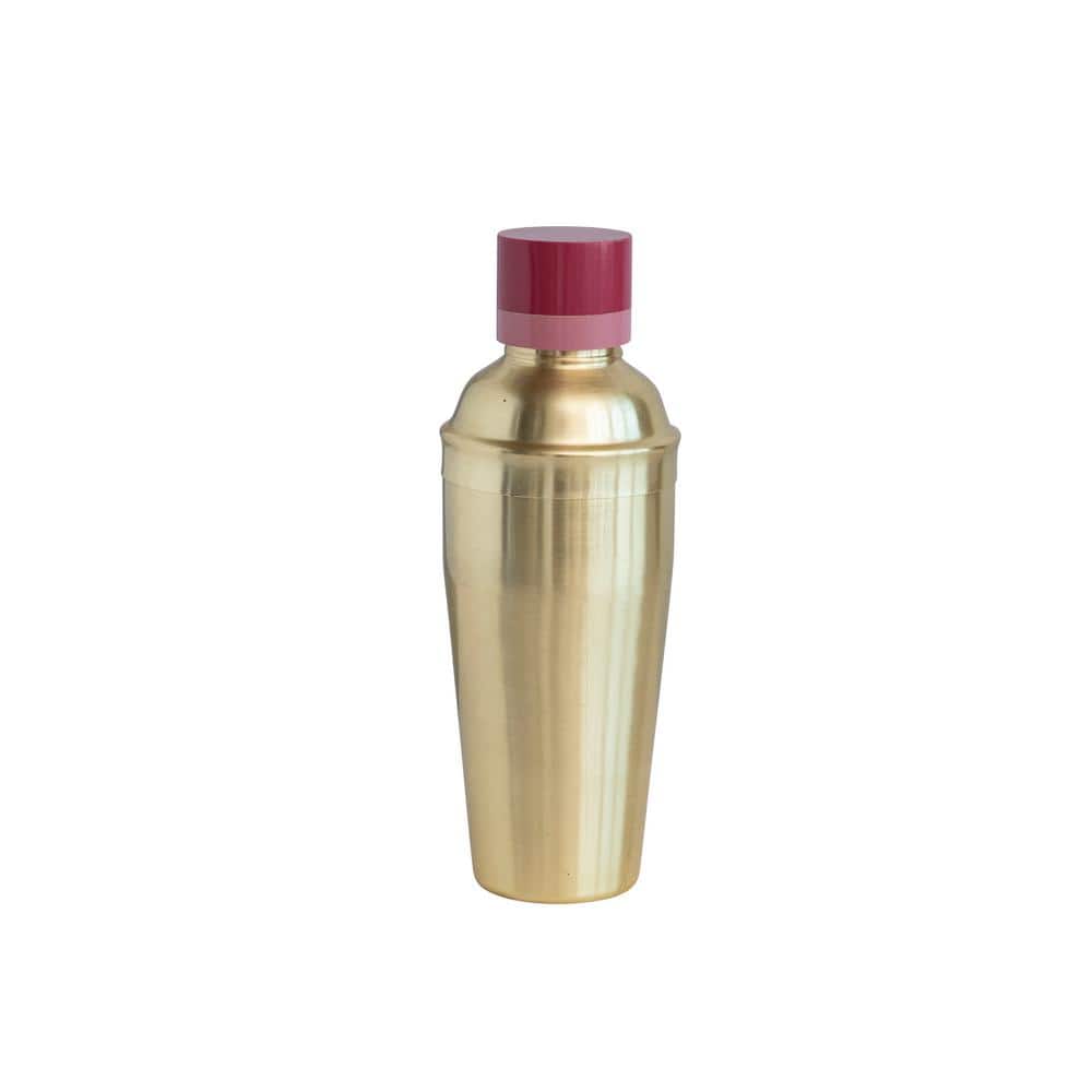 Creative Co-op Mid-Century Stainless Steel 2-Tone Resin Lid, Gold Finish Cocktail Shaker