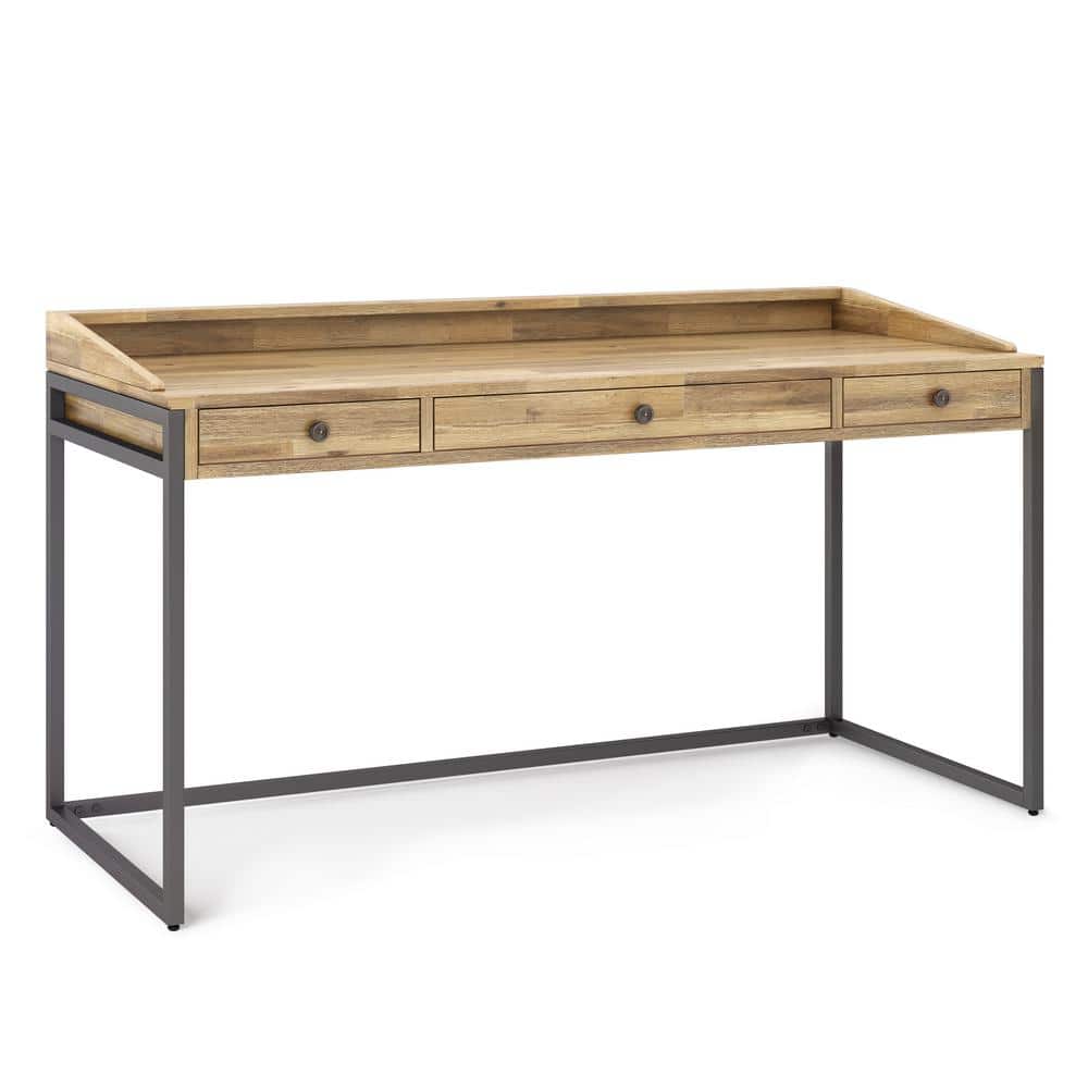 Distressed Golden Wheat Acacia Wood Writing Desk with Keyboard Tray